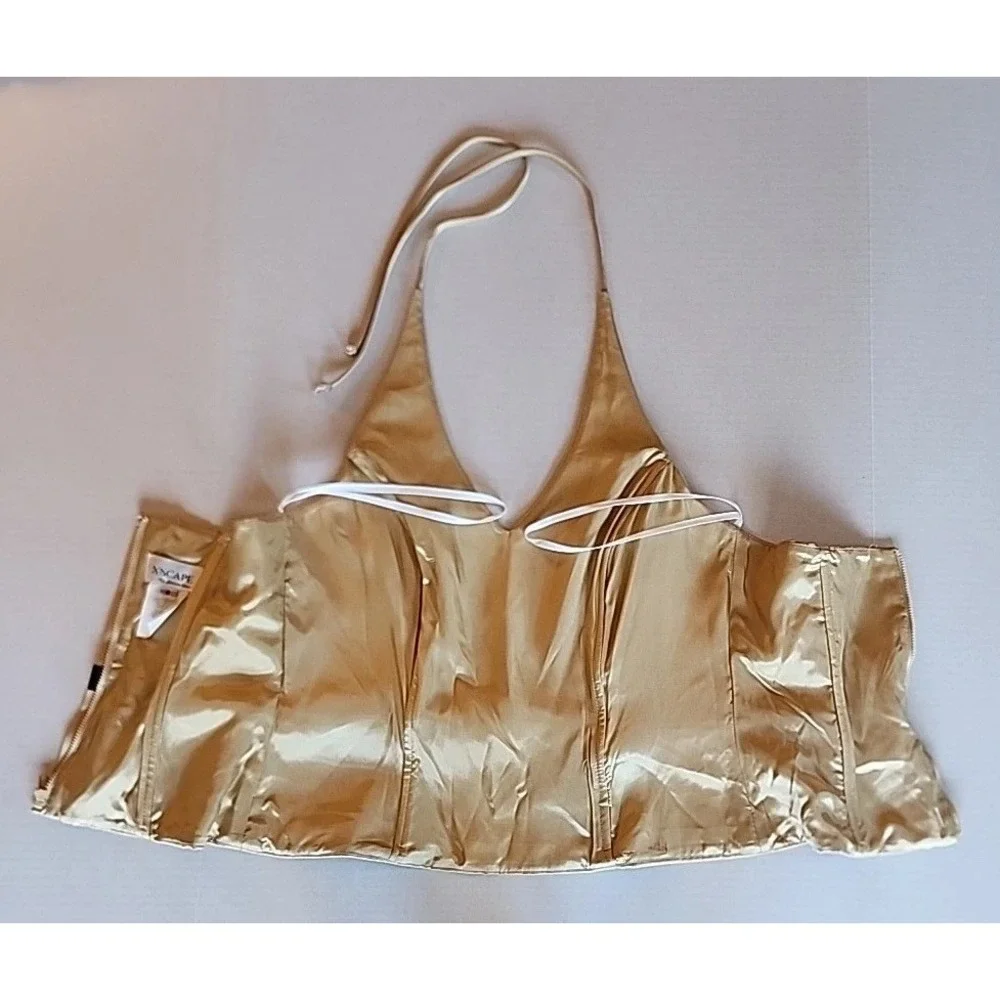 VTG Xscape Womens Halter Top Sz 8 Y2K Satin Coquette Going Out Champagne Gold - Picture 6 of 10